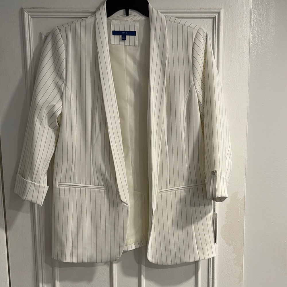 Apt. 9 Cream Pinstripe Blazer